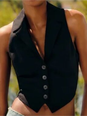ZARA Black Sleeveless Tailored Vest